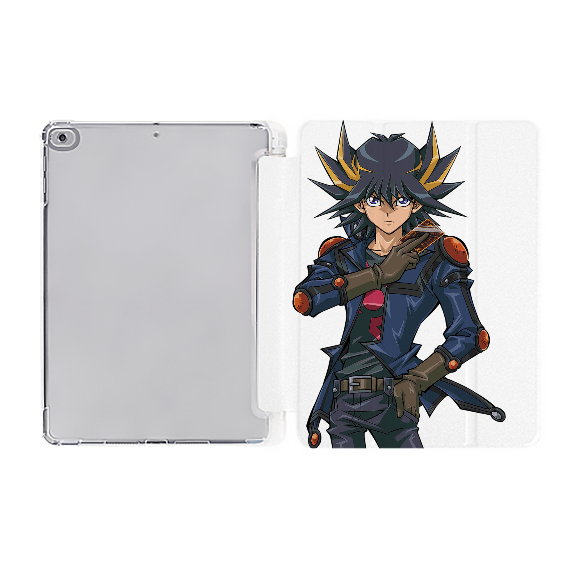 （画像用） 遊☆戯☆王 Yu-Gi-Oh! IPad ケース ペン収納付き 三つ折りスタンド PUレザー×シリコン 対応機種9.5/10.5/10.9インチ